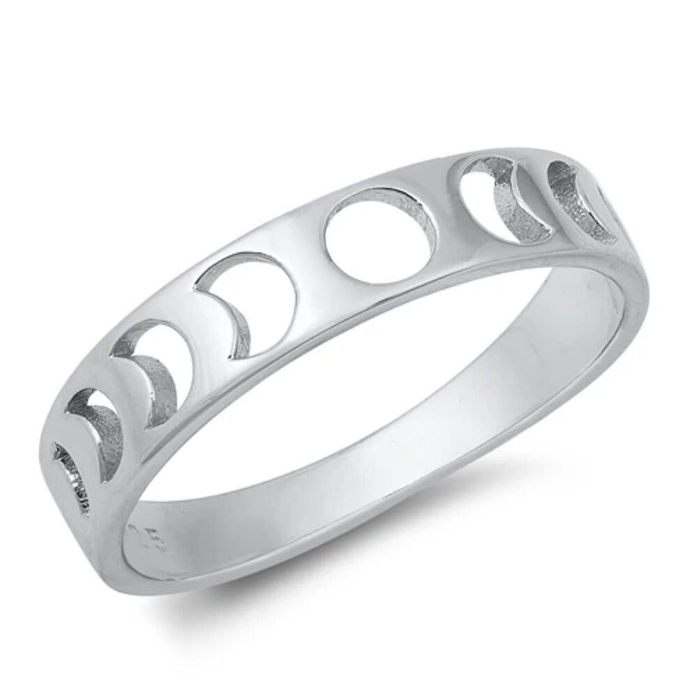 925 Sterling Silver Moon Phase Ring Size 8